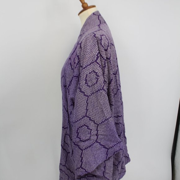 Vintage Silk Purple Pattern Lined Jacket L - Picture 6 of 8